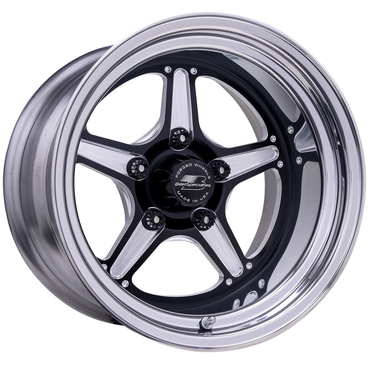 BSPBRS23510L6135 15 x 10 in. Street Lite Wheel with 3.500 in. Backspace & 5 x 4.75 in. Bolt Pattern - Black Anodized & Polished
