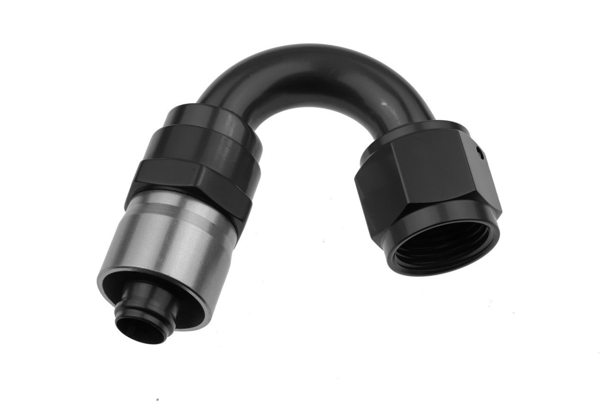 RHP7150-06-2 6AN 150 Deg Crimp Style Hose End, Black