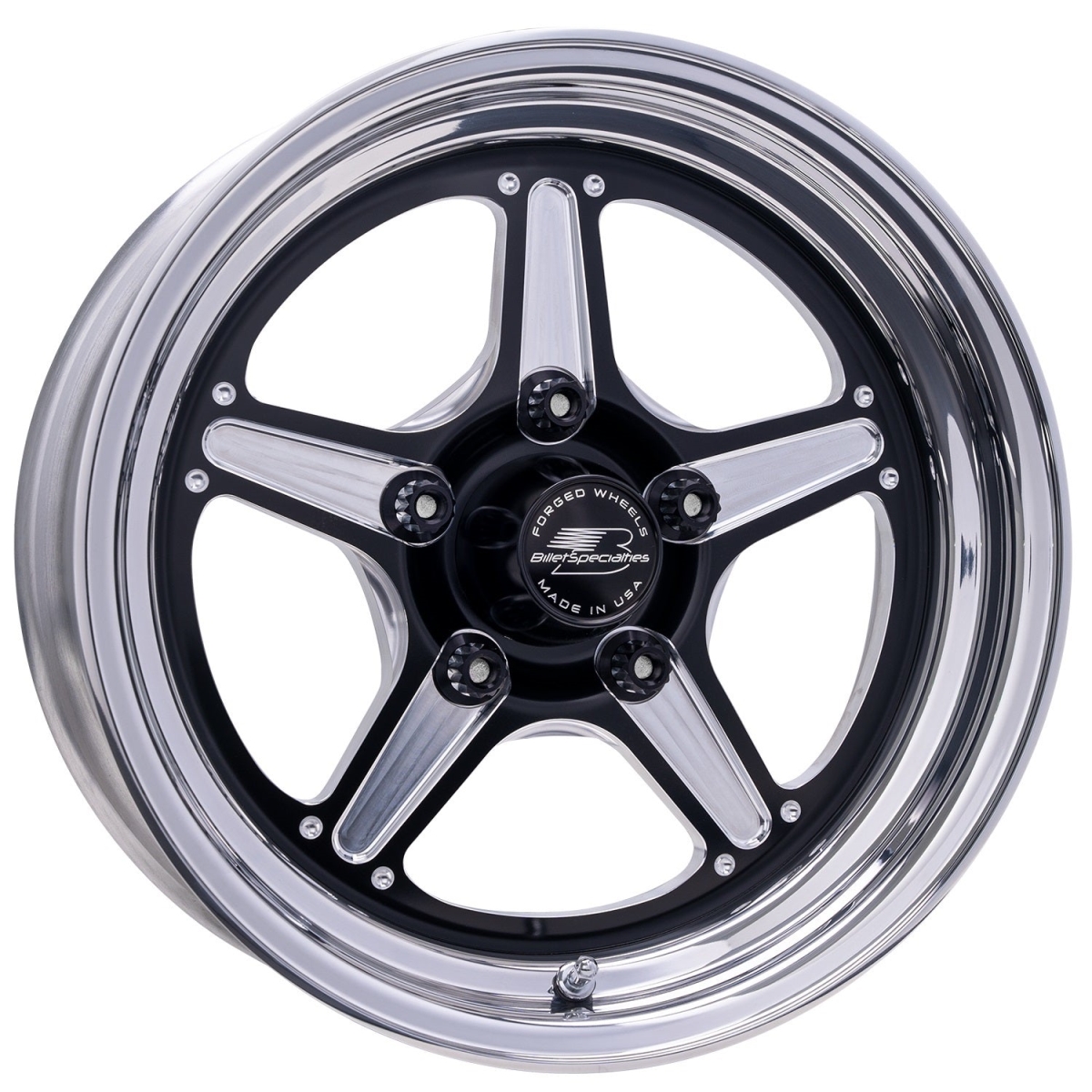 BSPBRS23535F6117 15 x 3.5 in. Street Lite Wheel with 1.750 in. Backspace & 5 x 4.75 in. Bolt Pattern - Black Anodized & Polished