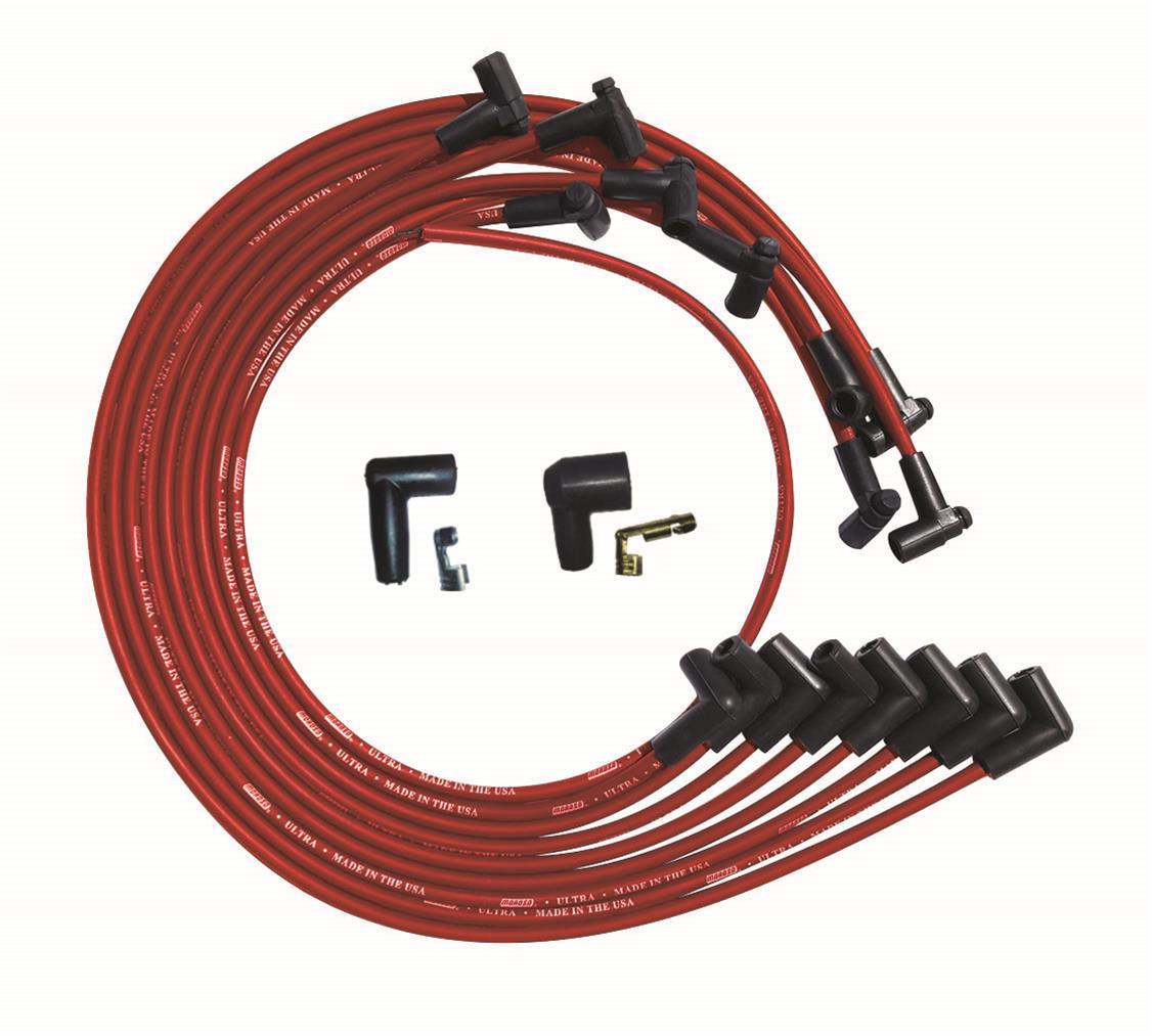 Moroso MOR52028 Red Ultra Plug Wire Set for Small Block Chevy Under VC