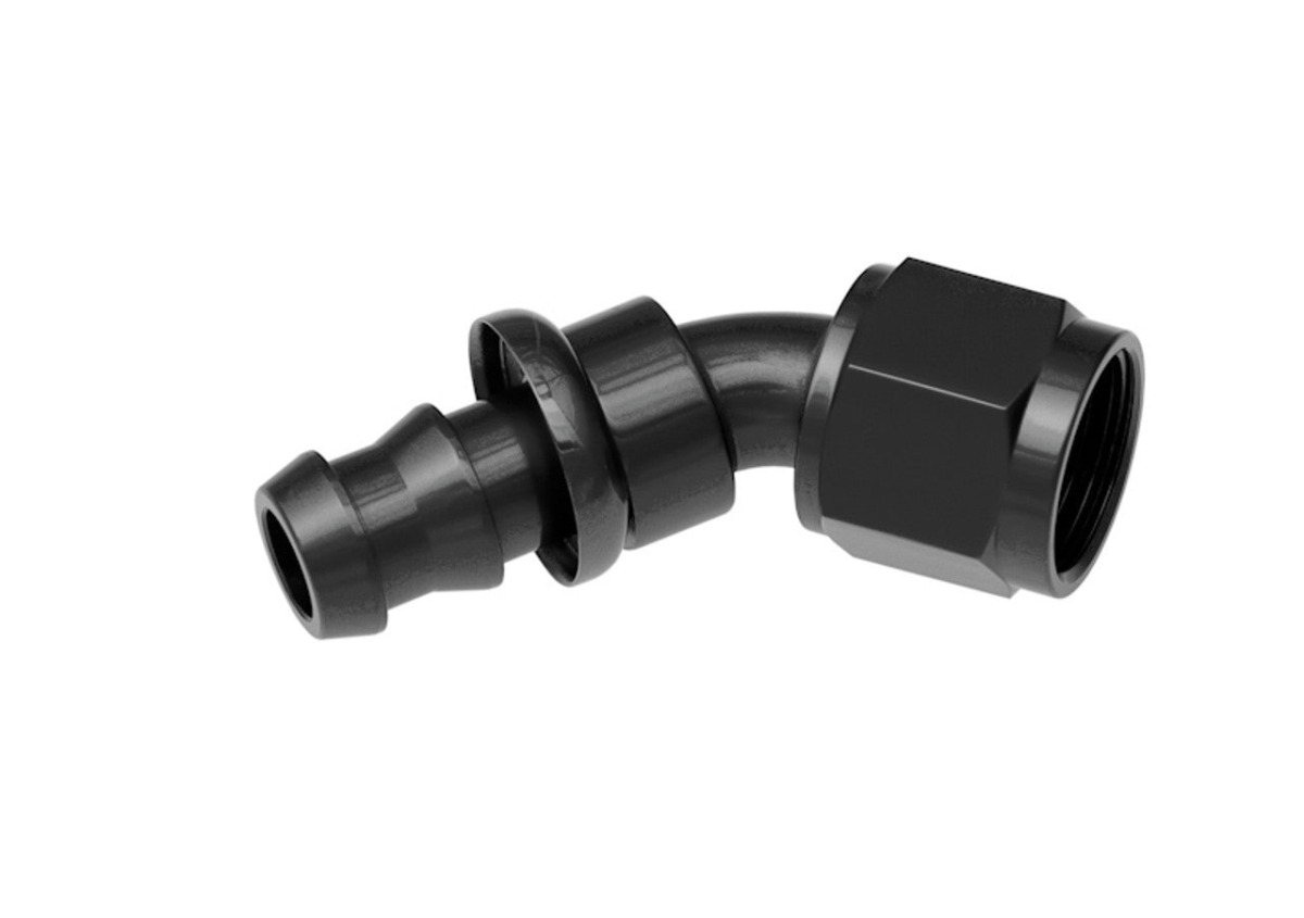 RHP2045-16-2 16AN 45 Deg Push Lock Hose End, Black
