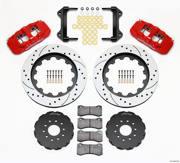 WIL140-13903-DR 6-Piston Caliper AERO6 Front Big Brake Kit for 2009-2013 Chevy Corvette, Red