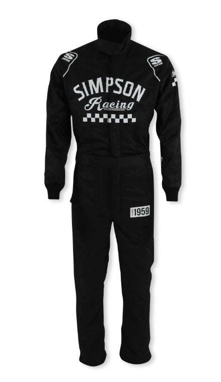 SIMCK02521 SFI 3.2A-5 Double Layer Nomex Checkers Classic Driving Suit, Black - 2XL