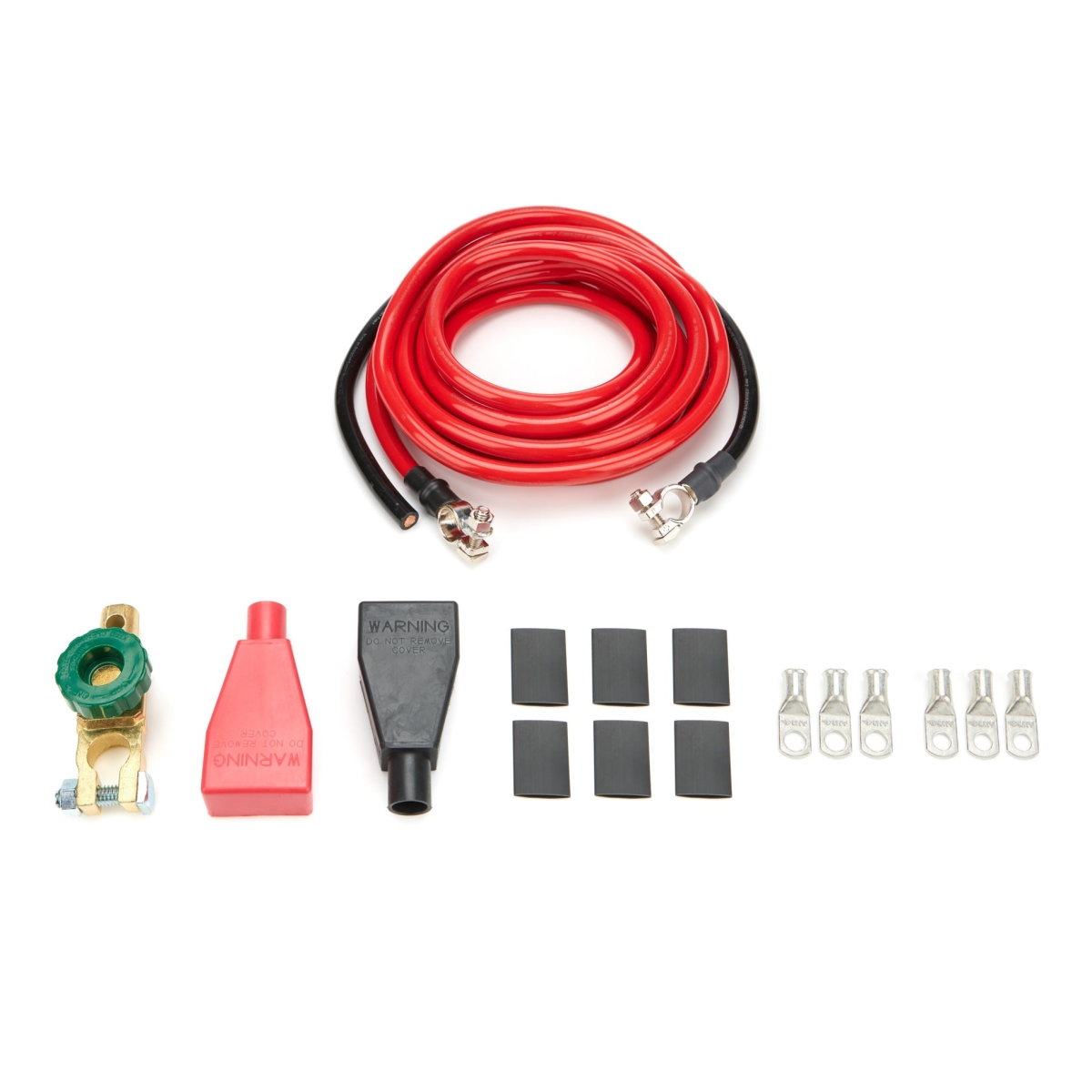 QRP57-006 15 ft. & 2 ft. 2 Gauge Battery Terminal Cable Kit, Red & Black