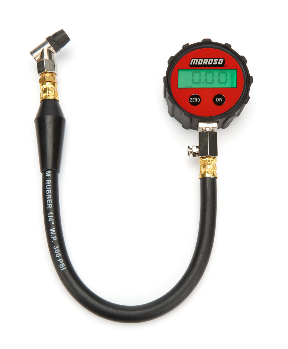 Moroso MOR89576 0-100 PSI Digital Tire Pressure Gauge with 2.625 in. Dia. Backlit - Red Face - 0.1 lbs