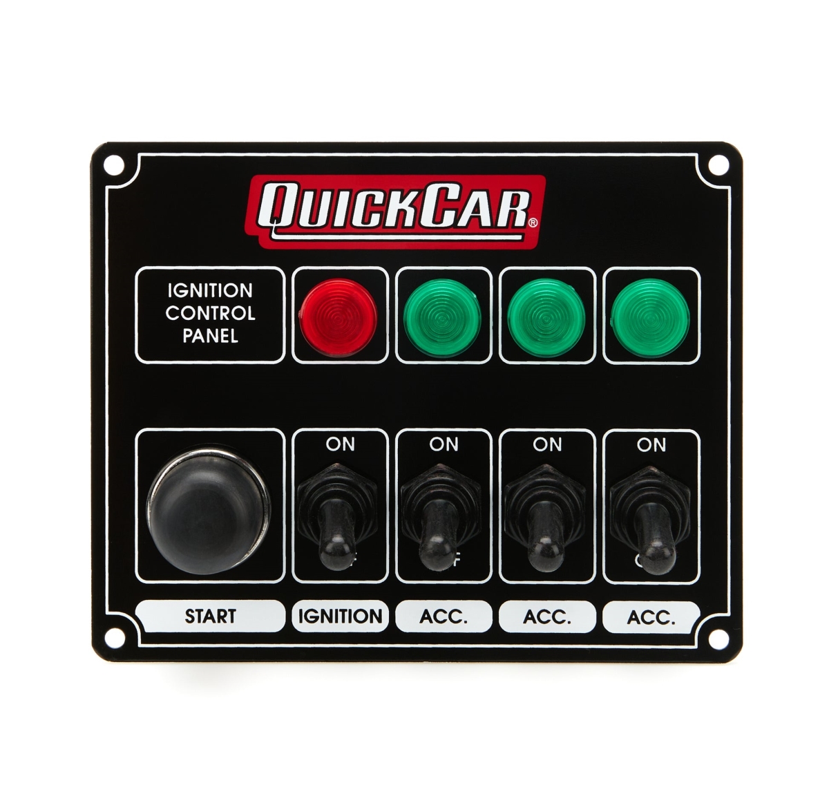 QRP50-826 5.5 x 4.375 in. Ignition Dash Mount Switch Panel with 4 Toggles & 1 Momentary Button - Black
