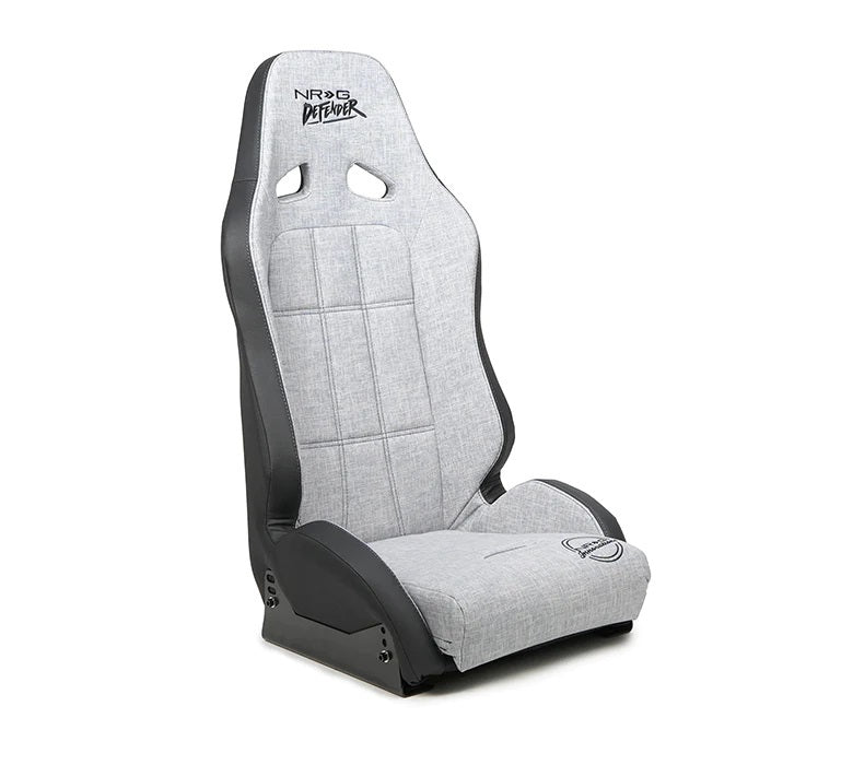 NRGDF-100SL-S Seat Defender Suspension Silver with Side Mount & Harness Opening Vinyl - Silver & Black