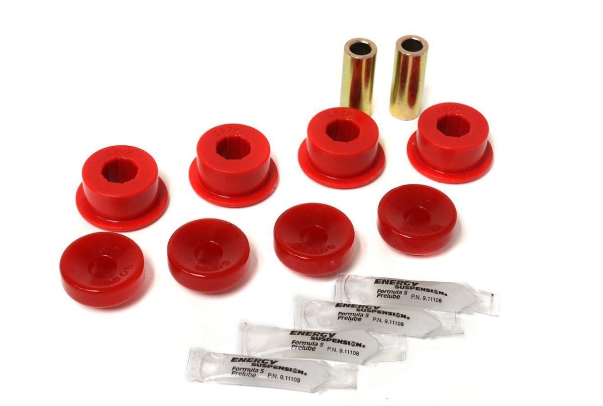 Shock Absorber Mount Bushing, Red; Polyurethane; Includes Upper and Lower Bushings