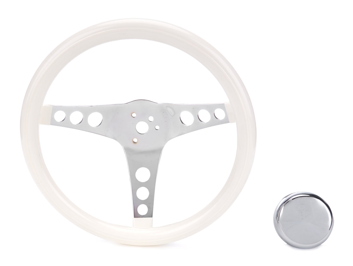 Grant GRT836W 12.5 in. Classic White Grip Steering Wheel, Chrome
