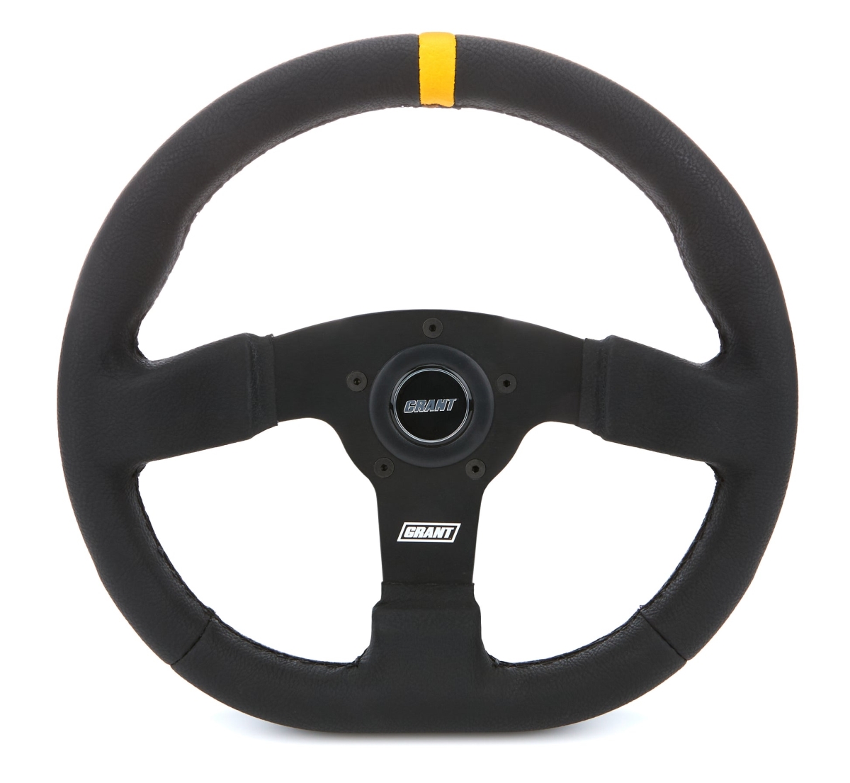Grant GRT603-S D Wheel Yellow Center Stripe Plastic Center Cap, Black Anodized