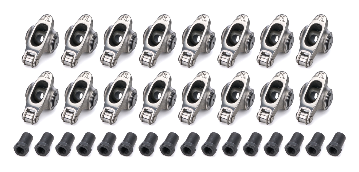 PQX6535021 Stainless Steel Roller Rocker Arms for Small Block Chevrolet Vortec Engine, 1.6 Ratio, Clear Anodized - 0.375 in. Stud