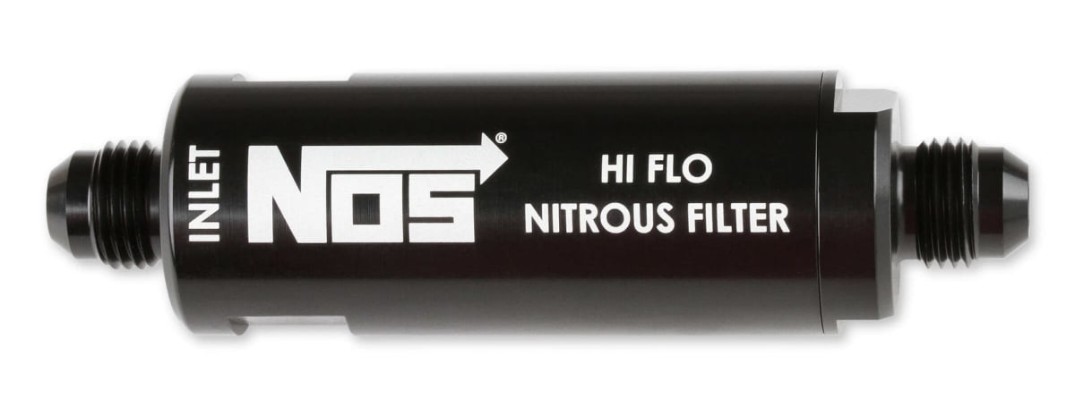 NOS15556 6AN Aluminum Hi-Flow Nitrous Fuel Filter, Black Anodized