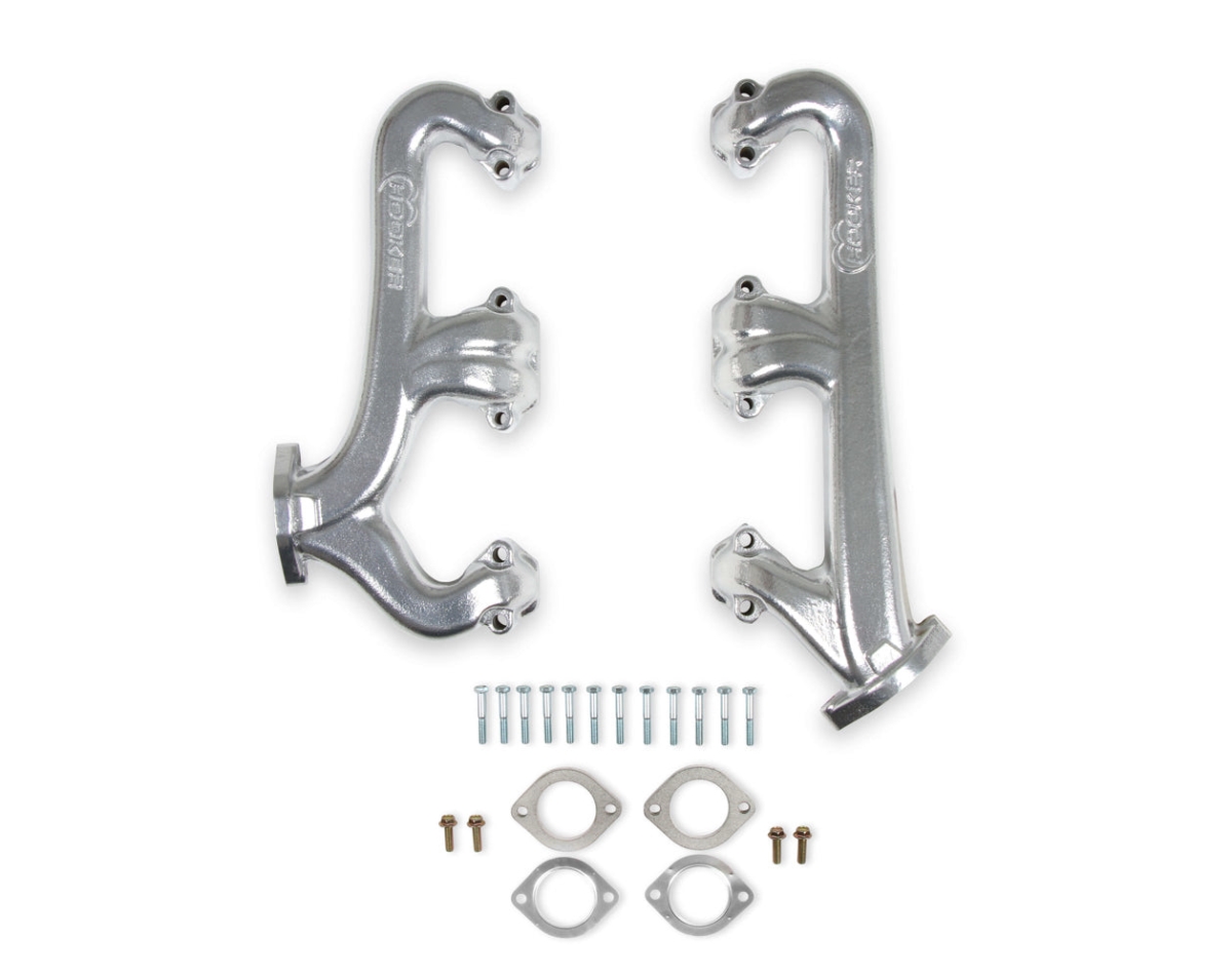 Hooker HKR8525-1HKR SBC Cast Iron Exhaust Manifold Set, Silver Ceramic - 2.5 in. Dia.