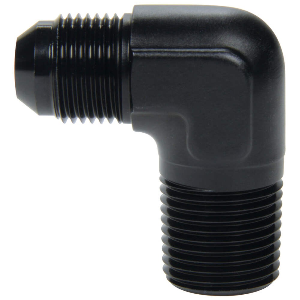 ALL49582 90 Deg 16 AN x 0.75 in. NPT AN to NPT Adapter Fitting, Black Anodized