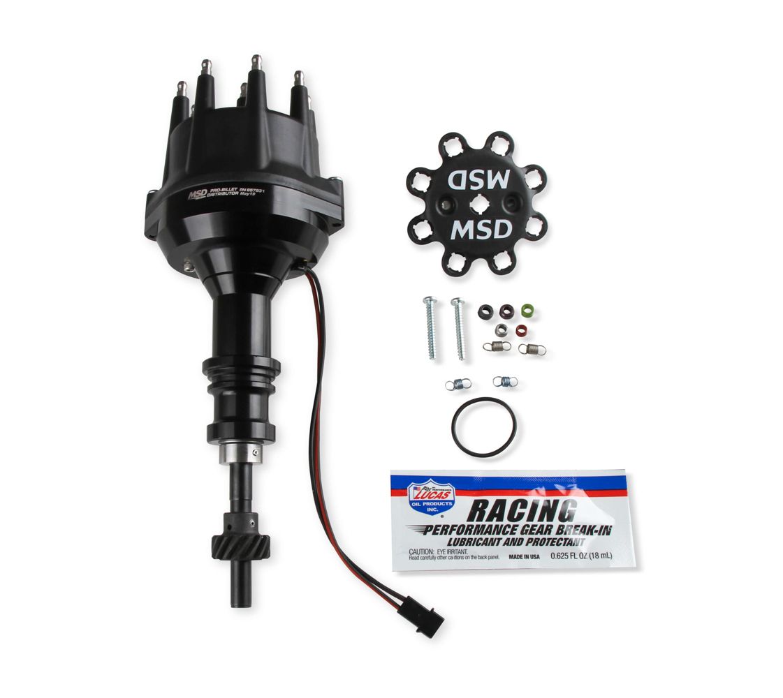 MSD Ignition MSD857931 Pro-Billet 302 Distributor with Steel Gear for Small Block Ford - Black