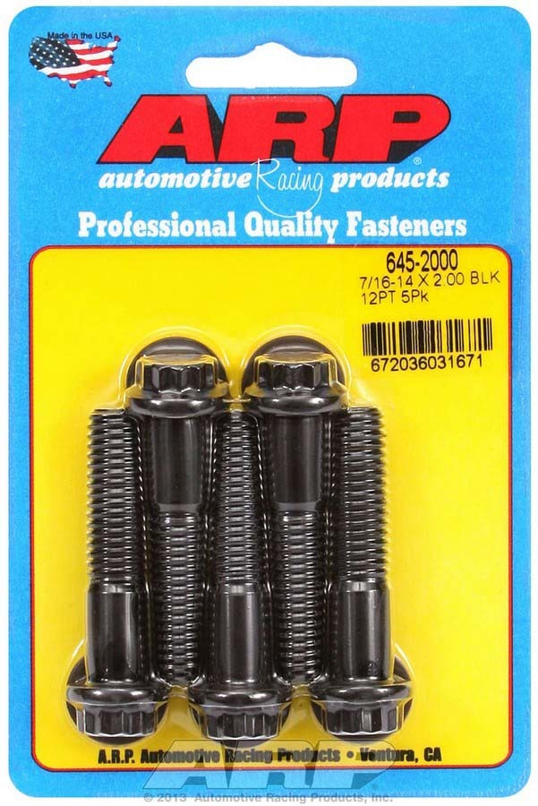 645-2000 0.43 - 0.5 x 2 in. 12 Point Bolt Kit, Black - Pack of 5