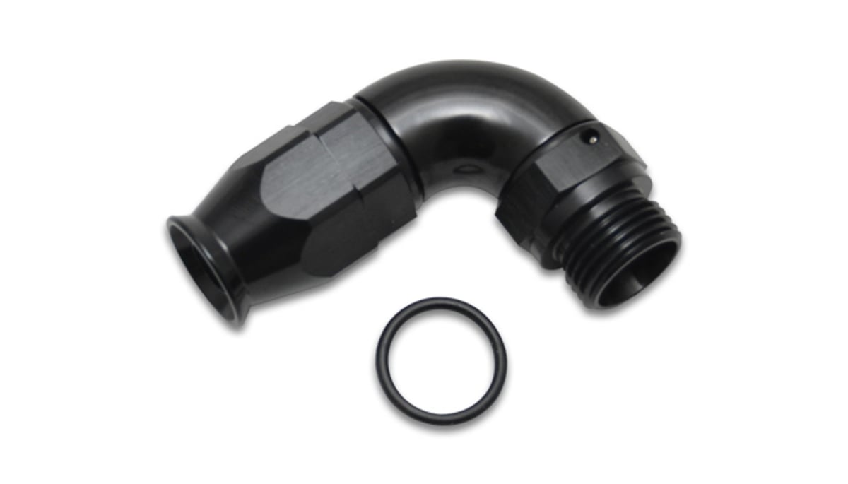 VIB29906 90 deg Swivel Hose Fitting - -8AN to -10AN - Black Anodized