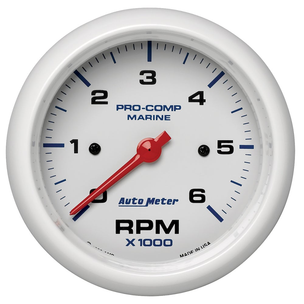 Autometer ATM200752 3.375 in. Phantom Series Tachometer - 6000 RPM, White