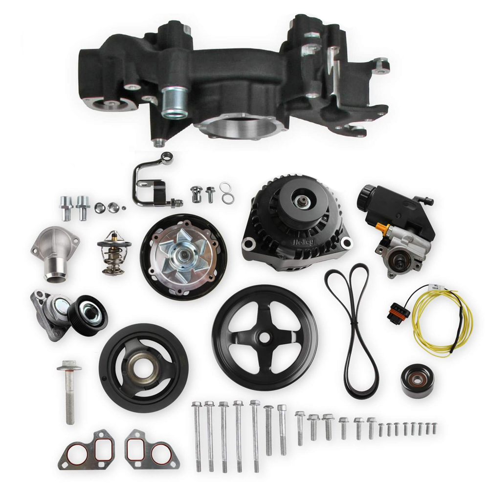 HLY20-186BK Mid Mount Accessory System for GM LS Engine - Black
