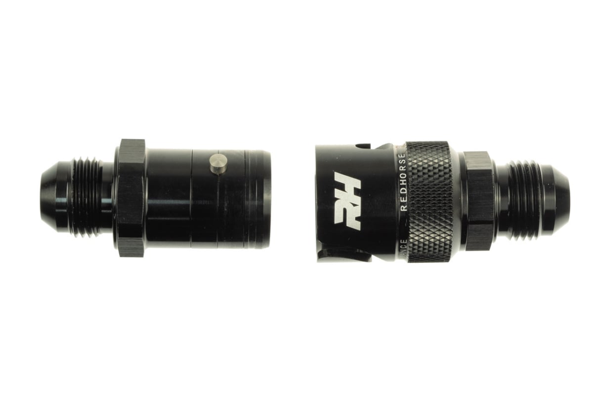 RHP4155-06-2 Aluminum Dry Break Fittings, 6AN, Black Anodized