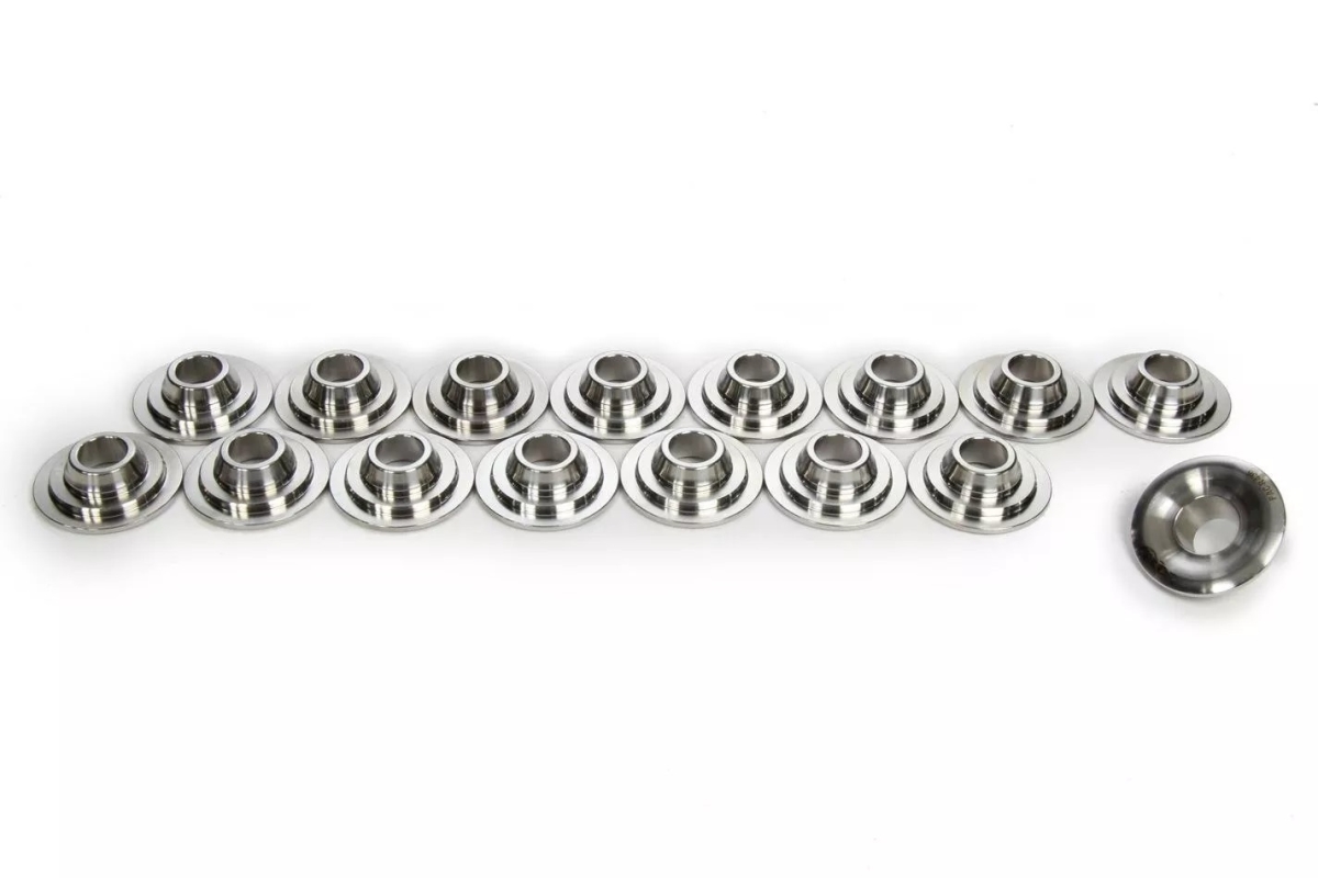 PACPAC-R436-16 1.45 in. Titanium Valve Spring Retainers - 10 Deg - Set of 16