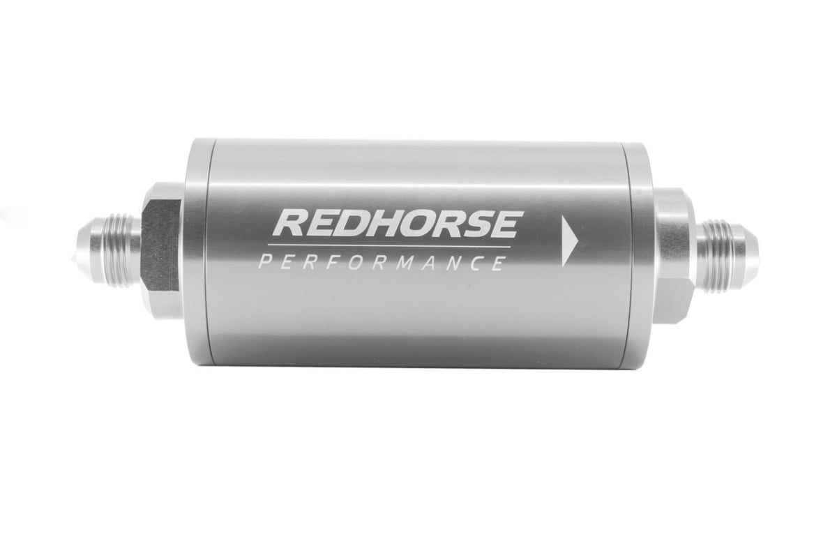 RHP4651-08-5-10 In-Line Race Fuel Filter - 8AN, 10-Micron Element, Clear Anodized