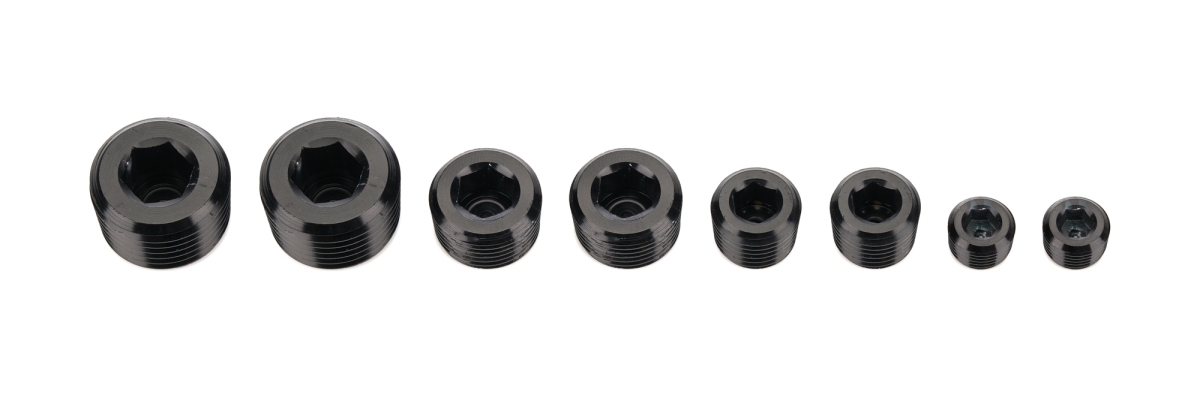 RHP932-00-2 02-04-06-08AN NPT Socket Head Pipe Plug Kit - Black Anodized