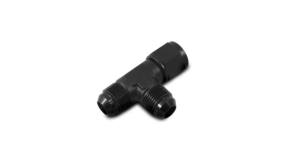 VIB10740 AN Tee Fitting, -3AN Female Swivel, Black Anodized