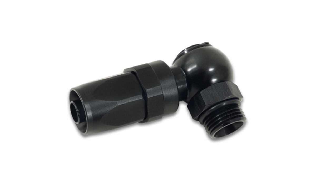 VIB24428 8AN Straight Swivel Reusable Hose End Fitting - Black Anodized