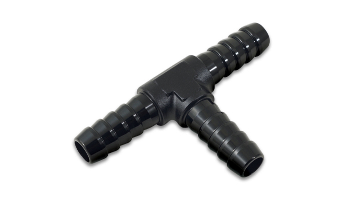 VIB11427 0.37 in. x 0.37 in. Hose Barb Tee Adapter Fitting - Black Anodized