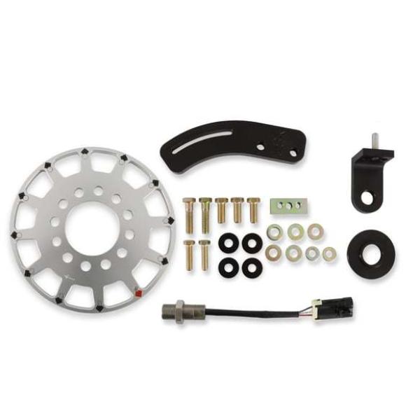 HLY556-171 7 in. Silver Flying Magnet Hall Effect Sensor Balancer 12-1X Crank Trigger Kit for Small Block Chevy