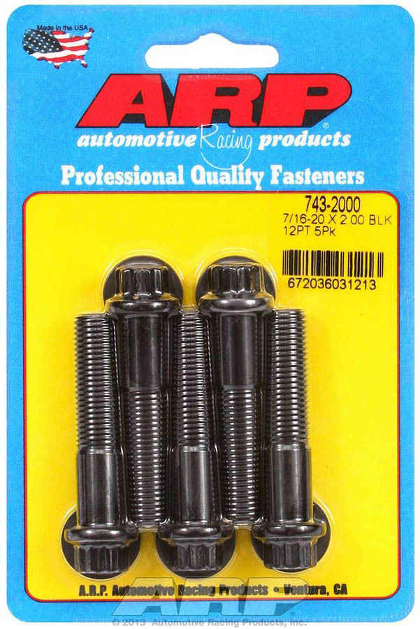 743-2000 2 in. 0.437-20 Thread 12-Point Bolt Kit, Black Oxide - Pack of 5