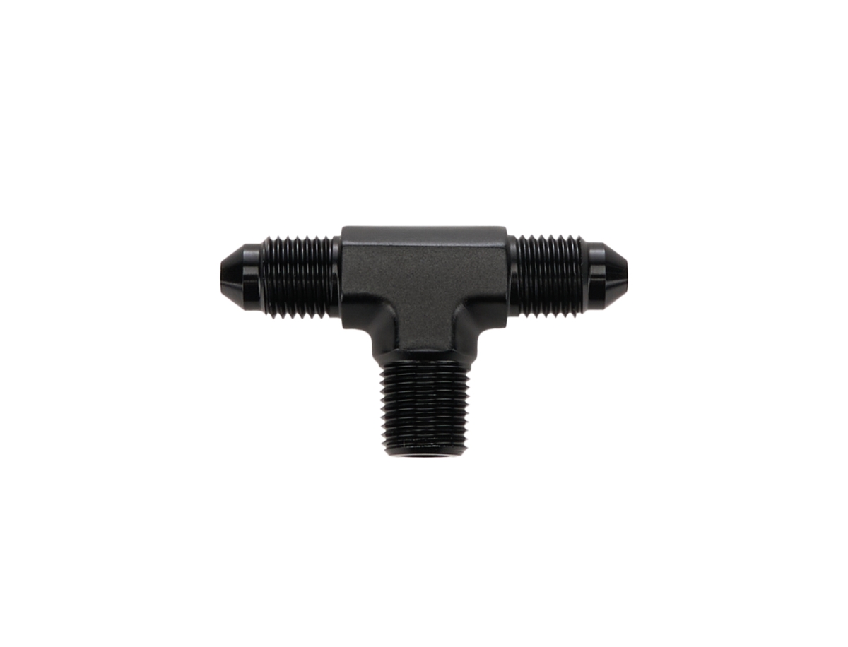 ALL49660 3AN x 0.12 in. NPT Tee on Branch Fitting - Black Anodized