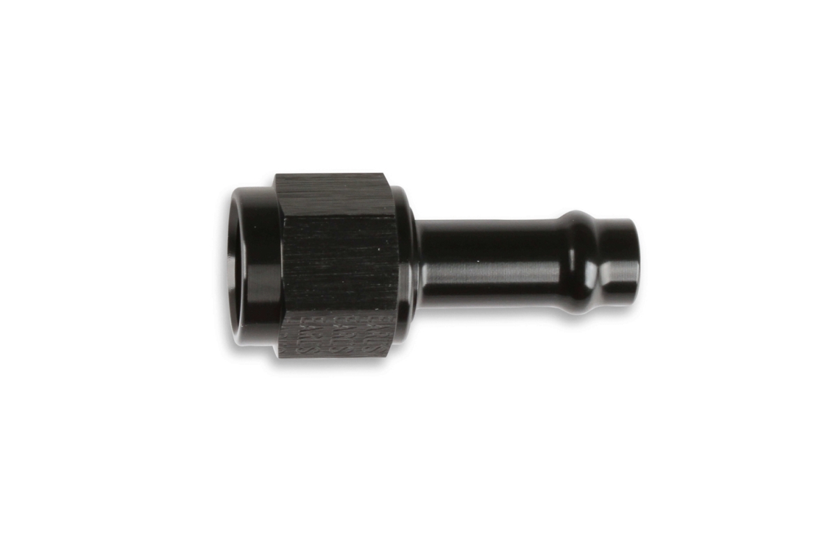 EAR750156ERL Straight Vapor Guard Hose End Fitting, 6AN Male to 0.312 in. - Black Anodized