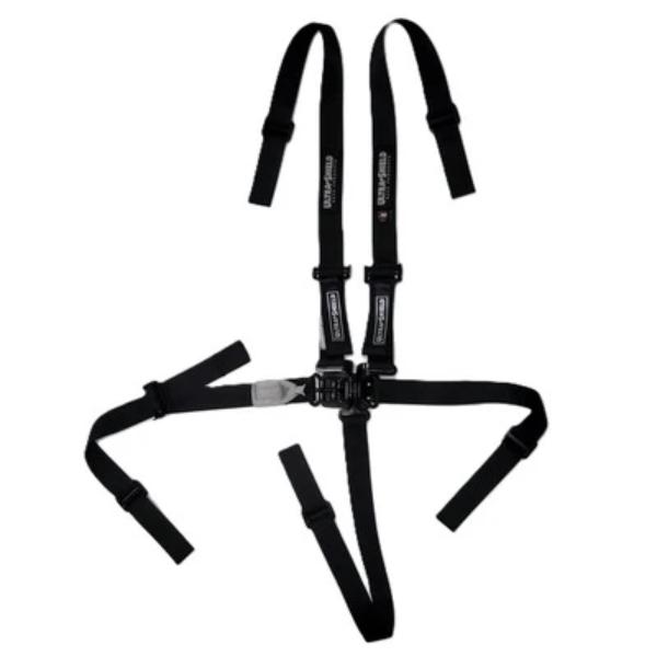 ULTHB45031 2 in. 5 Point Quarter Midgets Junior Dragsters Latch & Link Pull Up Adjust Harness, Black