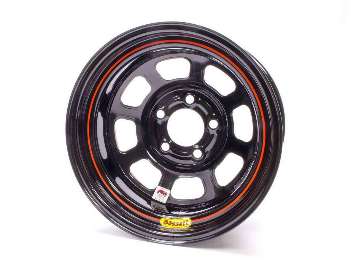 58DC1I 15 x 8 in. Steel Black Powder D-Hole Wheel - 1 in. Backspace, 5 x 4.75 in. Bolt Pattern