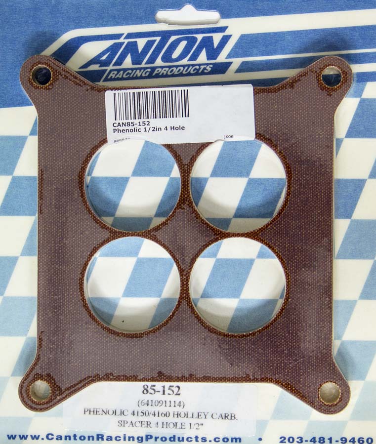 85-152 0.5 in. Phenolic 4-Hole Carburetor Spacer - Holley 600 CFM & Up