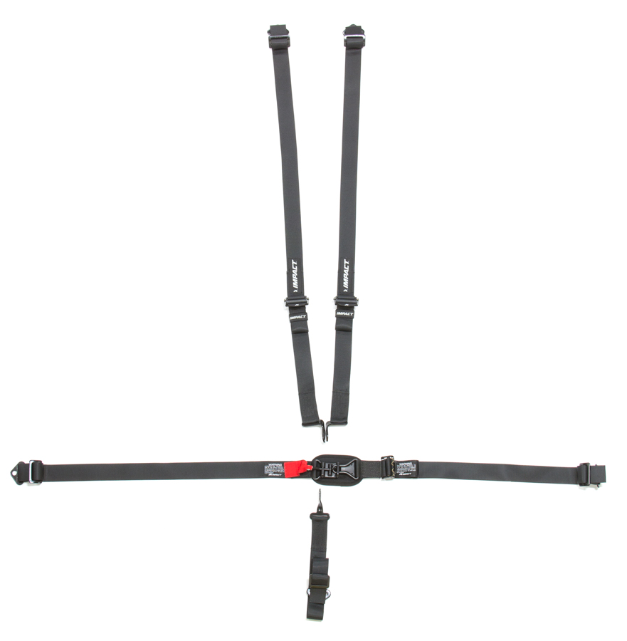 51115222 2in. 5-Point Latch & Link Harness Pull-Down Individual Fixed Right Lap Shoulder Belts - Black<BR>