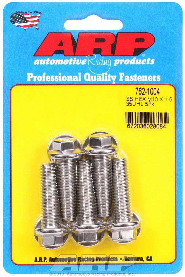 762-1004 10 x 1.5 x 35 mm 6-Point Stainless Steel Bolt Kit - Pack of 5