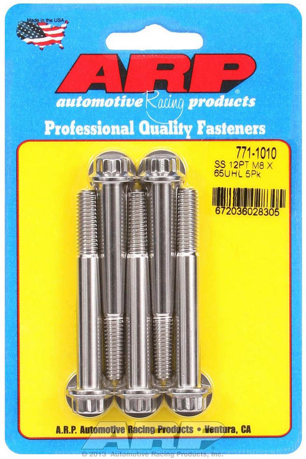 771-1010 8 x 1.25 x 65 mm 12-Point Stainless Steel Bolt Kit - Pack of 5