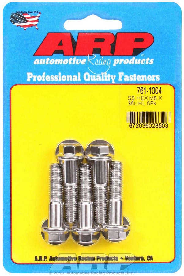 761-1004 8 x 1.25 x 35 mm 6-Point Stainless Steel Bolt Kit - Pack of 5