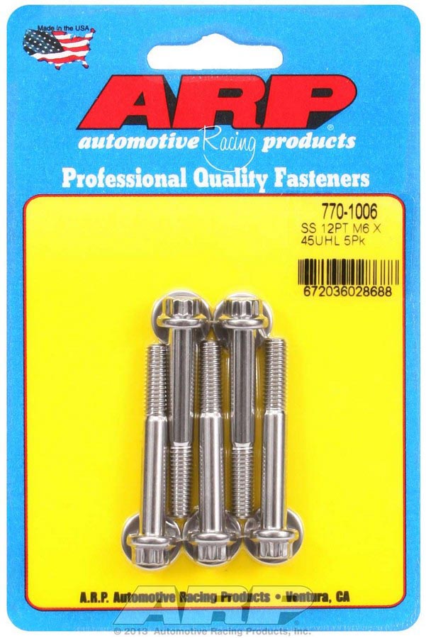 770-1006 6 x 1 x 45 mm 12-Point Stainless Steel Bolt Kit - Pack of 5