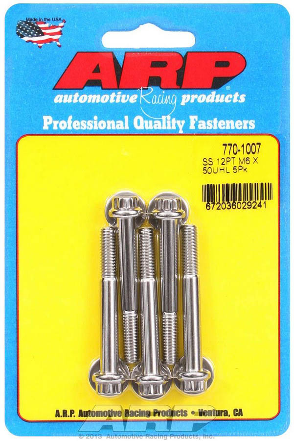 770-1007 6 x 1 x 50 mm 12-Point Stainless Steel Bolt Kit - Pack of 5