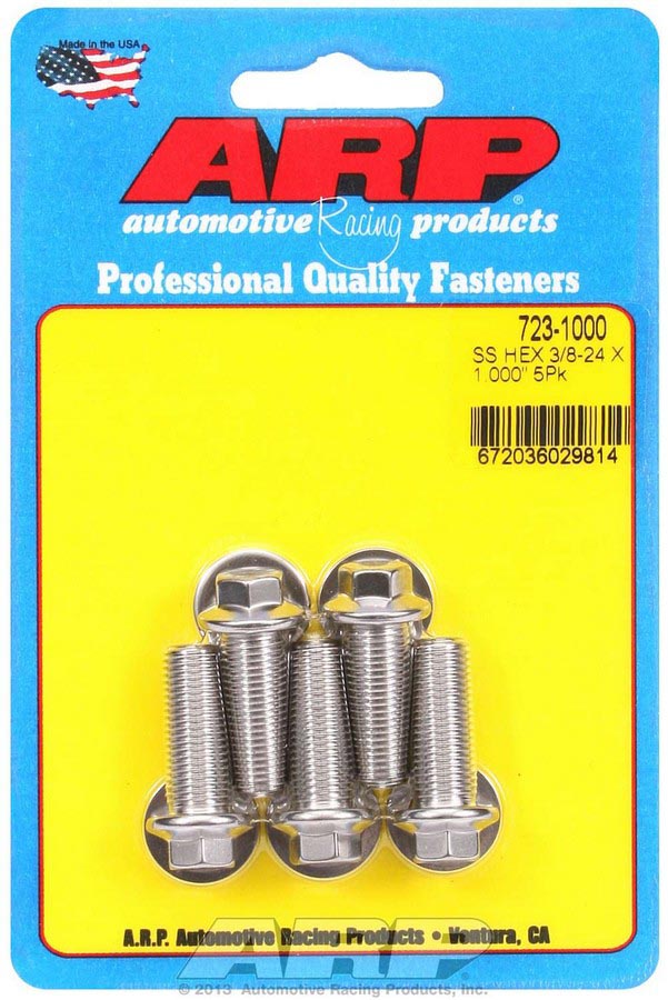 723-1000 0.38-24 x 1 in. 6-Point Stainless Steel Bolt Kit - Pack of 5