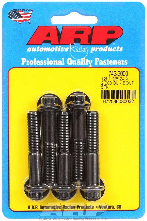 742-2000 0.38-24 x 2 in. 12-Point Chromoly Steel Bolt Kit - Pack of 5