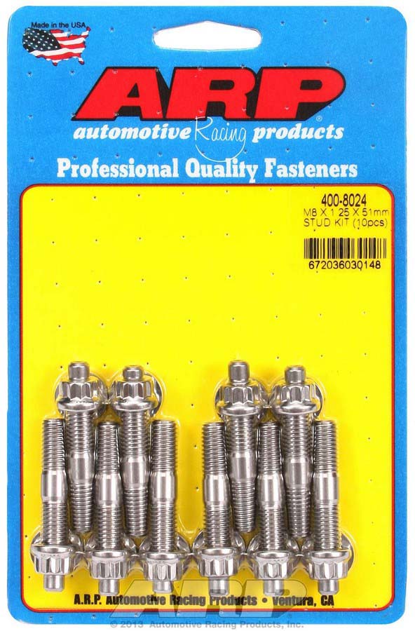 400-8024 M8 x 1.25 in. x 51 mm Stainless Steel Stud Kit - Pack of 10