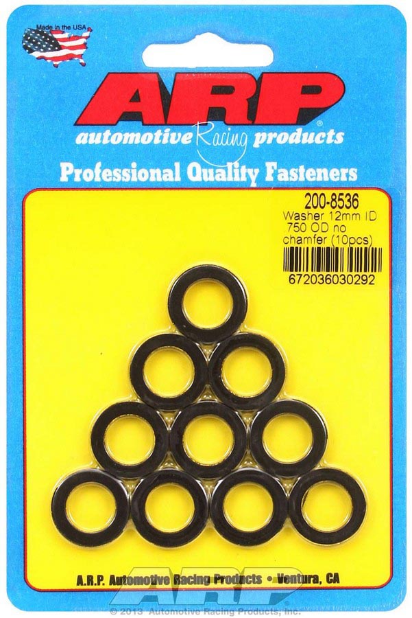 200-8536 12 mm ID x 0.75 in. OD Chromoly Steel Black Washers - Pack of 10 -  Whole-in-One, WH3293478