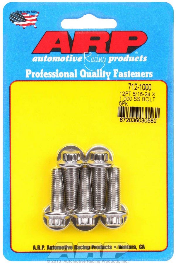712-1000 0.31-24 x 1 in. 12-Point Stainless Steel Bolt Kit - Pack of 5