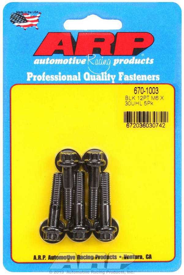 670-1003 6 x 1 x 30 mm 12-Point Chromoly Steel Bolt Kit - Pack of 5