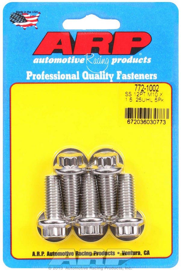 772-1002 10 x 1.5 x 25 mm 12-Point Stainless Steel Bolt Kit - Pack of 5